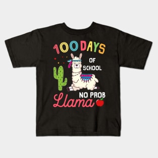 100 Days Of School No Prob Llama Kids T-Shirt